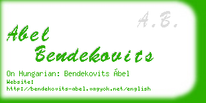 abel bendekovits business card